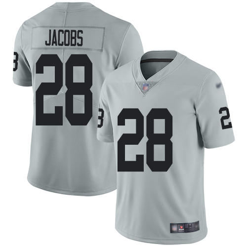 Men Oakland Raiders Limited Silver Josh Jacobs Jersey NFL Football 28 Inverted Legend Jersey